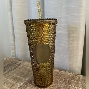 Disney Parks Disneyland Anniversary Gold Starbucks Geometric Studded Tumbler Cup